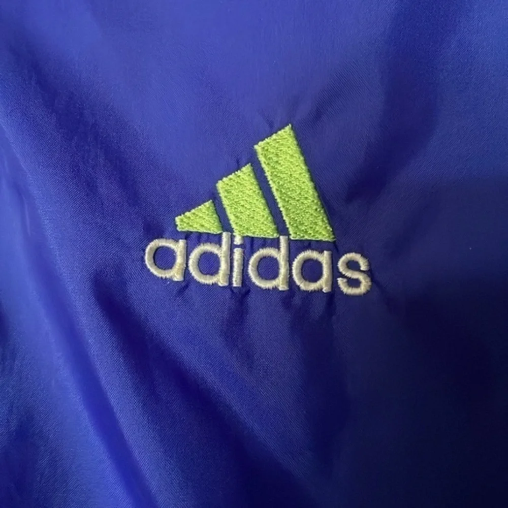 Adidas Men’s‎ Spell Out Windbreaker Jacket Three Stripe Vintage 90s Large Blue